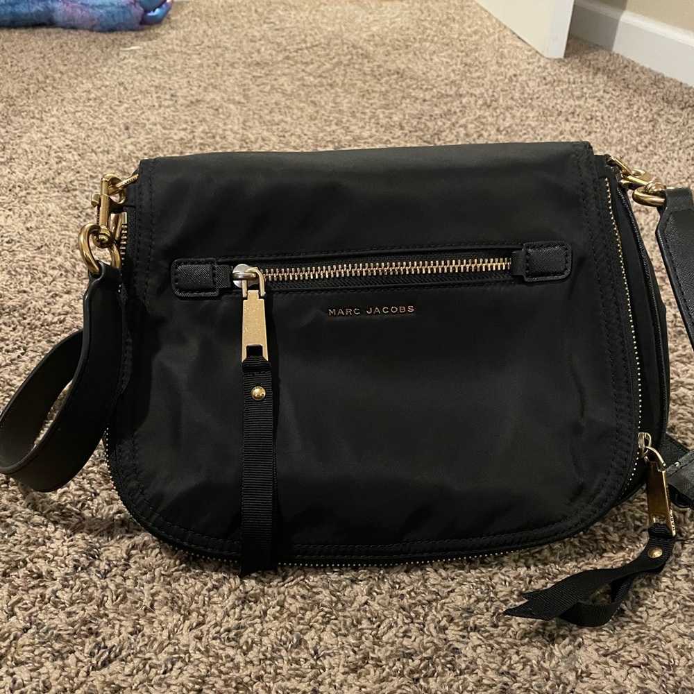 Marc Jacobs Black Nylon Crossbody Gold Accents